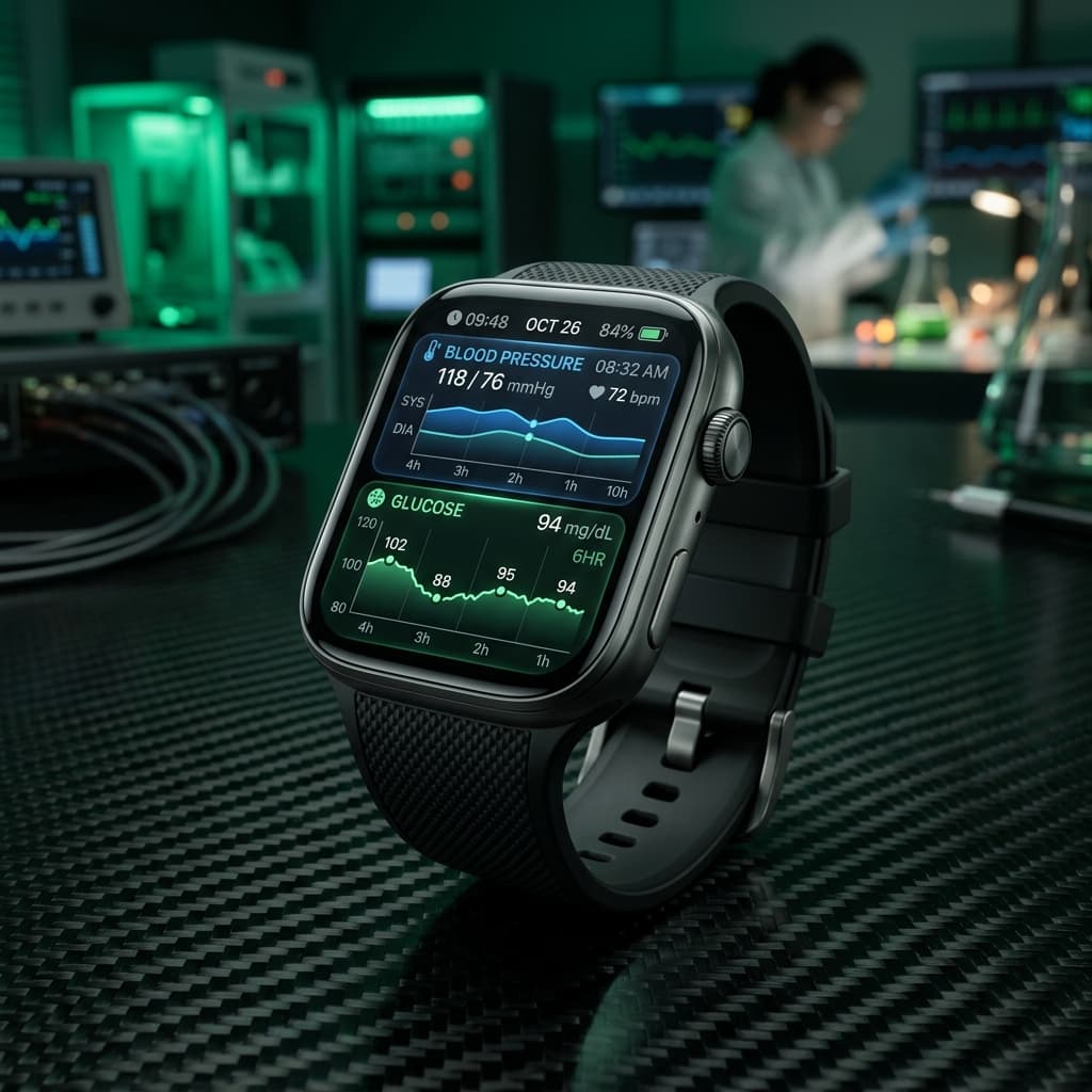Predinex Wearable Tech Integration - Real-time Glucose and Blood Pressure Smartwatch
